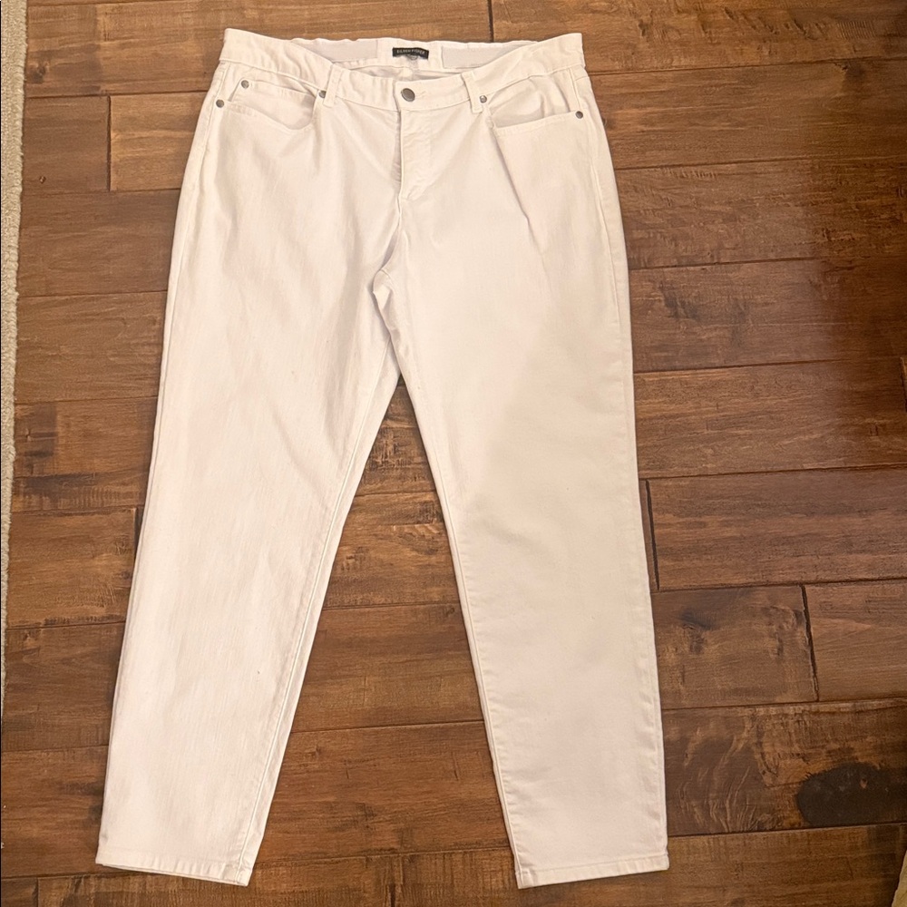 EILEEN FISHER Women’s WHITE JEANS Stretch size 14 organic cotton USA